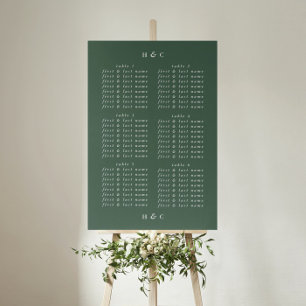 Plain Modern Greenery Wedding Seating Chart Poster