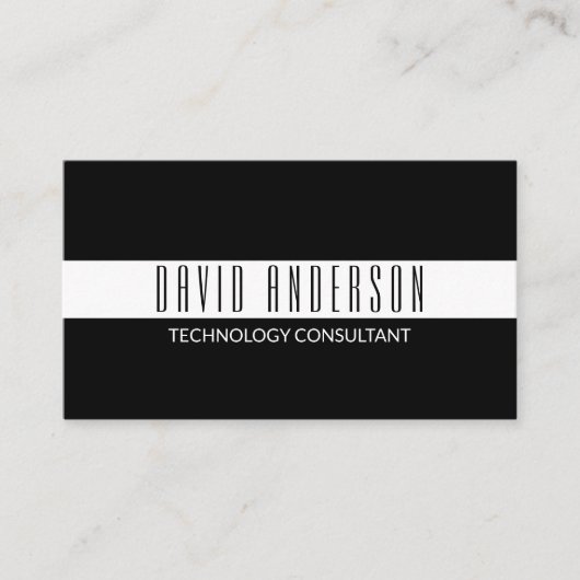 Plain Modern Minimalist Black White Stripe Elegant Visitekaartje (Voorkant)
