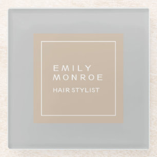 Plain Modern Minimalist Jouw naam Pastel Kleur Glazen Onderzetter