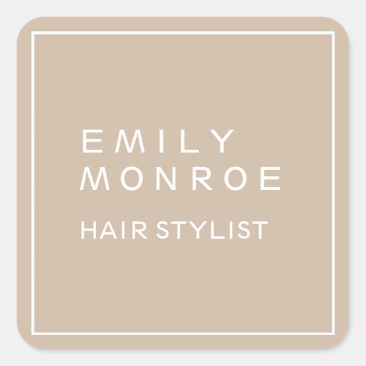 Plain Modern Minimalist Jouw naam Pastel Kleur Vierkante Sticker (Voorkant)