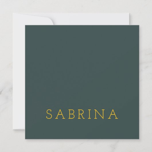 Plain Modern Minimalist Own Name Dusty Green Card (Voorkant)