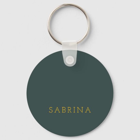 Plain Modern Minimalist Own Name Dusty Green Sleutelhanger (Voorkant)