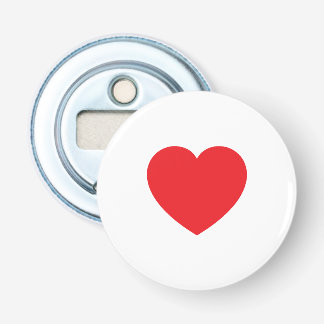 Plain Modern White Red Love Heart Graphic Button Flesopener