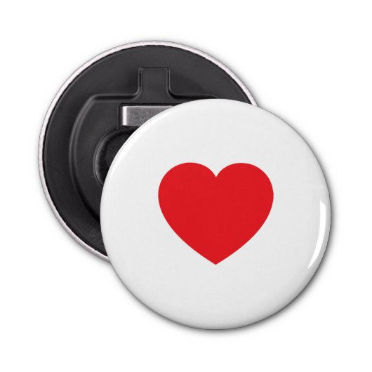 Plain Modern White Red Love Heart Graphic Button Flesopener (Voorkant)