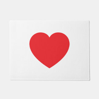 Plain Modern White Red Love Heart Graphic Deurmat