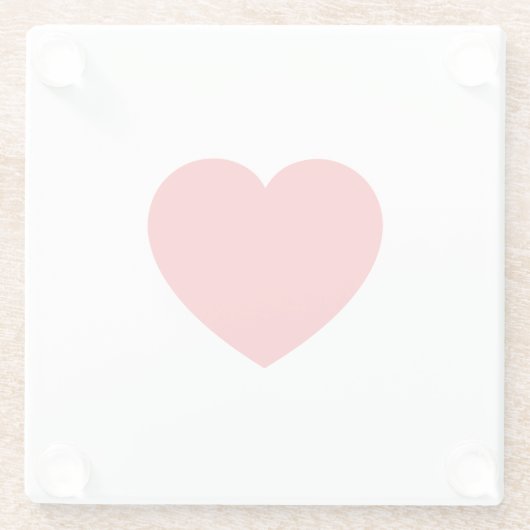 Plain Modern White Red Love Heart Graphic Glazen Onderzetter (Achterkant)