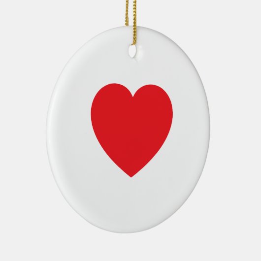 Plain Modern White Red Love Heart Graphic Keramisch Ornament (Rechts)