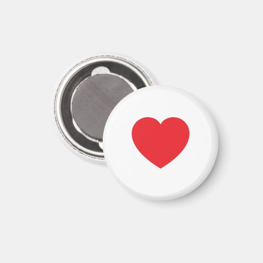 Plain Modern White Red Love Heart Graphic Magneet (Voorkant / Achterkant)