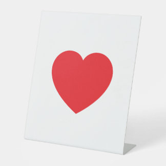 Plain Modern White Red Love Heart Graphic Reclamebord Met Voetstuk