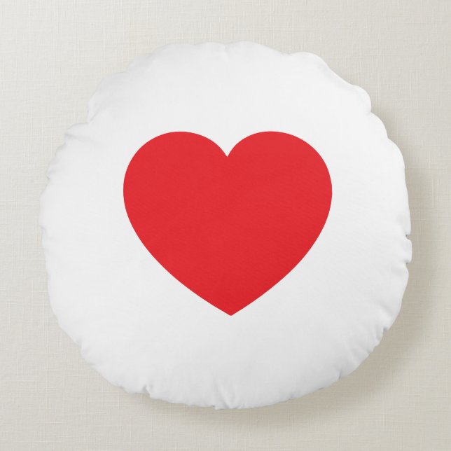 Plain Modern White Red Love Heart Graphic Rond Kussen (Voorkant)
