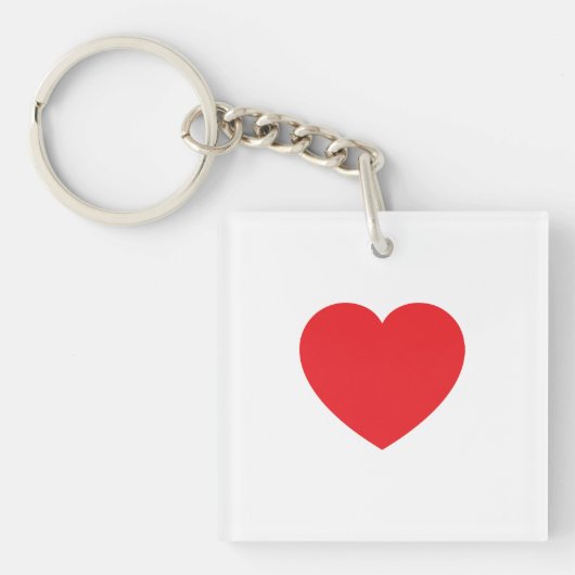 Plain Modern White Red Love Heart Graphic Sleutelhanger (voorkant)
