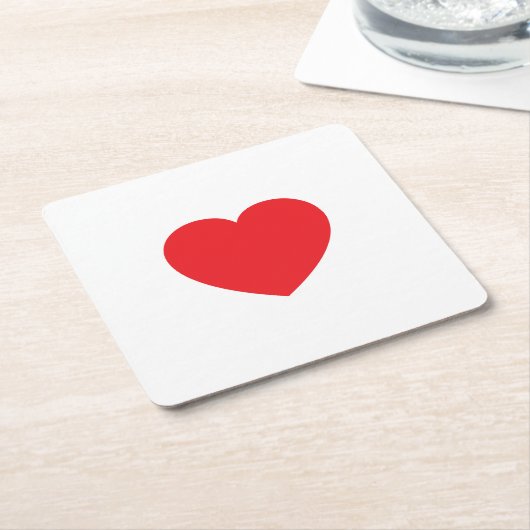Plain Modern White Red Love Heart Graphic Vierkante Kartonnen Onderzetter (Schuin)