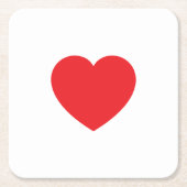 Plain Modern White Red Love Heart Graphic Vierkante Kartonnen Onderzetter (Voorkant)