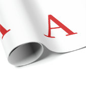 Plain Modern White Red Monogram Initial Letter Cadeaupapier (Rol Hoek)
