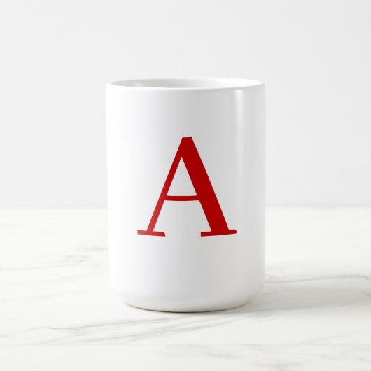 Plain Modern White Red Monogram Initial Letter Koffiemok (Center)