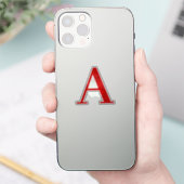 Plain Modern White Red Monogram Initial Letter Sticker (Telefoon)