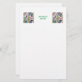 Plain Moderne Minimalistische Naam Bloemengroen Briefpapier (Voorkant / Achterkant)