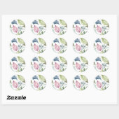 Plain Moderne Minimalistische Naam Floral Ronde Sticker (Vel)