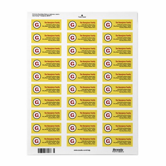 Plain & Monogram Return Address Label (Full Sheet)