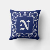 Plain Navy blue background | DamasMonogram Kussen (Achterkant)