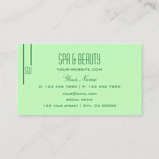 Plain pasta Green met grafische monogram Professio Visitekaartje (Achterkant)