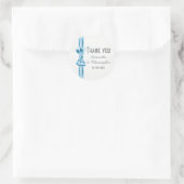 Plain pastel blauw satijnen lint boog dank u ronde sticker (Tas)