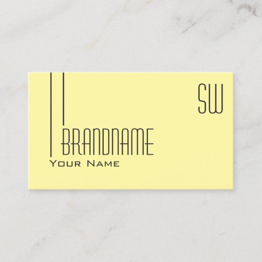 Plain Pastel Geel met monogram Professional Visitekaartje (Voorkant)
