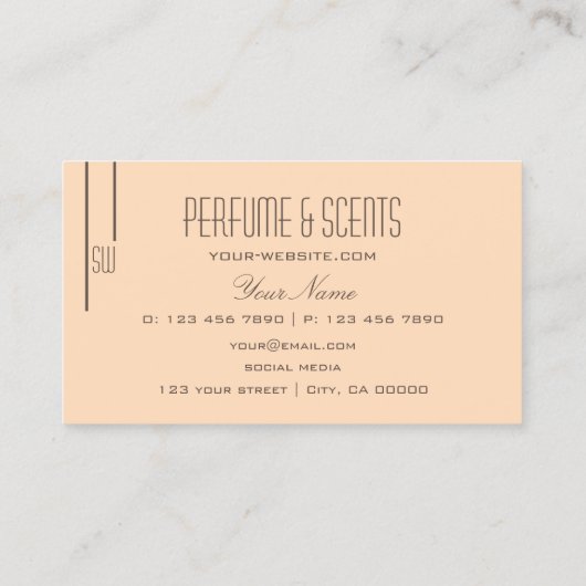 Plain Pastel Peach met grafische monogram Professi Visitekaartje (Achterkant)