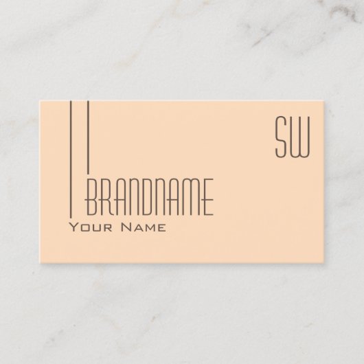 Plain Pastel Peach met grafische monogram Professi Visitekaartje (Voorkant)