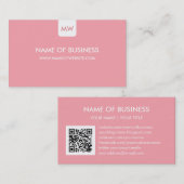 Plain Pink Chic Monogram Moderne Sociale Media Visitekaartje (Voorkant / Achterkant)