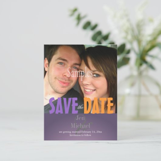 Plain, Plum Enregistrer la date Photo cartes posta (Debout devant)