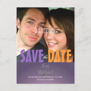Plain, Plum Save the Date Photo briefkaarten, Aankondigingskaart