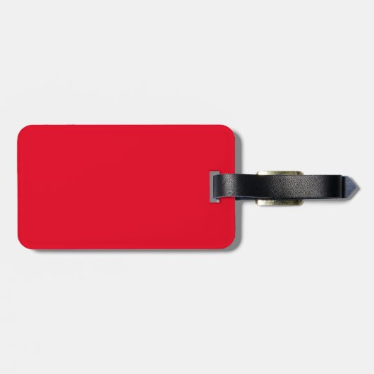 Plain Red Monogram Schattige Minimalist Plain Bagagelabel (Achterkant horizontaal)