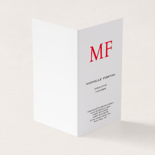 Plain Red Monogram Schattige Minimalist Plain Visitekaartjes