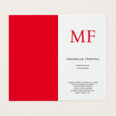 Plain Red Monogram Schattige Minimalist Plain Visitekaartjes (Buitenkant ongevouwen)