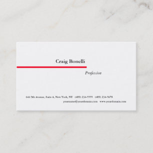 Plain Red White Minimalist Modern Professional Visitekaartje