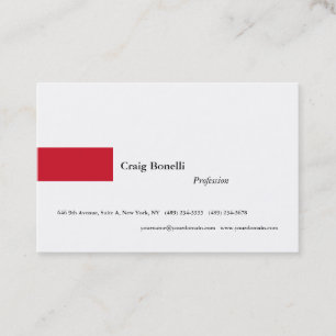 Plain Red White Minimalist Modern Professional Visitekaartje