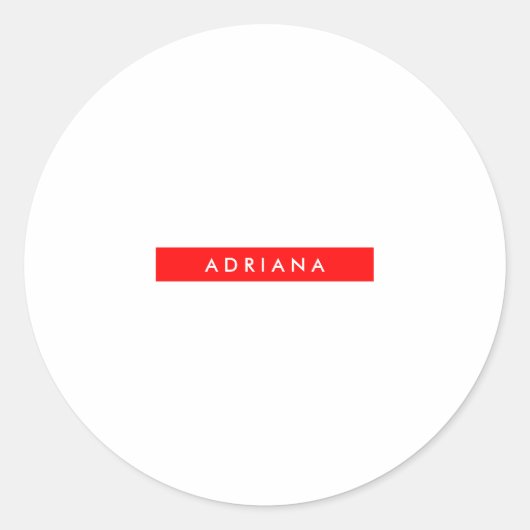 Plain Red White Professional, Minimale naam Ronde Sticker (Voorkant)
