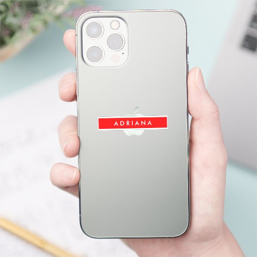 Plain Red White Professional, Minimale naam Sticker (Telefoon)