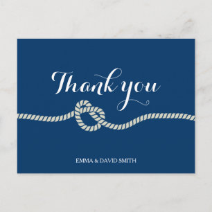 Plain Royal Blue Tying the Knot Thank You Cards Briefkaart