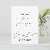 Plain Script Funny Save the Date Cards White (Staand voorkant)