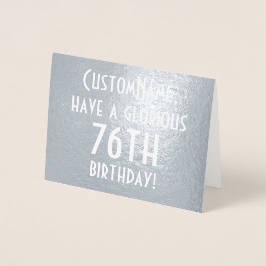 Plain Silver Foil 76th Birthday Wenskaart Folie Kaarten (Voorkant)
