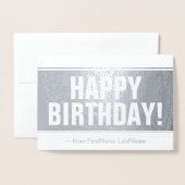 Plain Silver Foil "HAPPY BIRTHDAY!" Kaart (Voorkant met envelop)