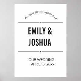 Plain Simple Black White Wedding Poster Sjabloon