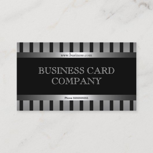 Plain Simple Silver Black Stripe Elegant Classy Visitekaartje (Voorkant)