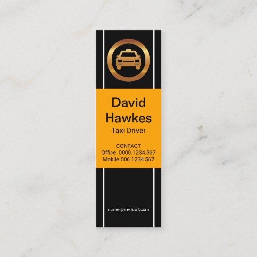 Plain Simple Yellow Placard Taxi Driver Mini Visitekaartje (Voorkant)