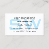 Plain Sky Blue White Simple met Monogram Visitekaartje (Achterkant)