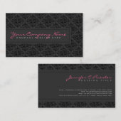 Plain Slick BlackMonochromatic  Damask Visitekaartje (Voorkant / Achterkant)