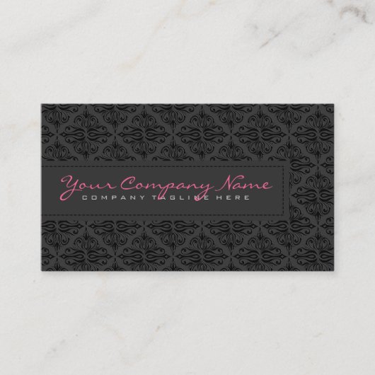 Plain Slick BlackMonochromatic  Damask Visitekaartje (Voorkant)