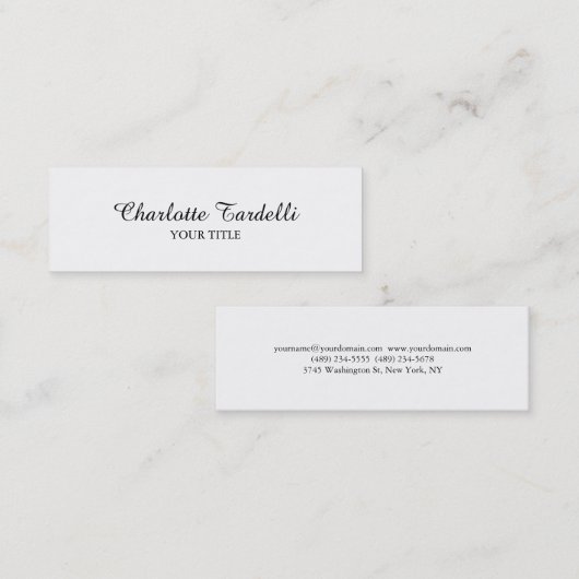 Plain Slim Professional White, klassiek handschrif Mini Visitekaartje (Voorkant / Achterkant)